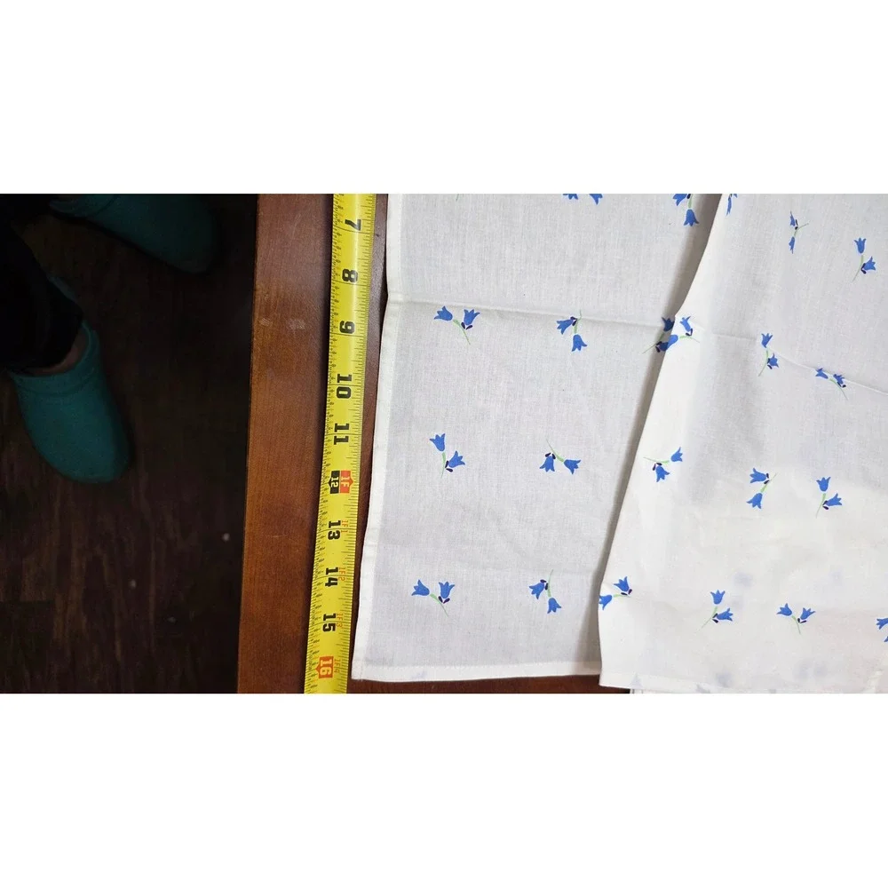 Pottery Avenue Napkins Set of 4 White Blue Floral Cotton 16x16 Cottagecore India